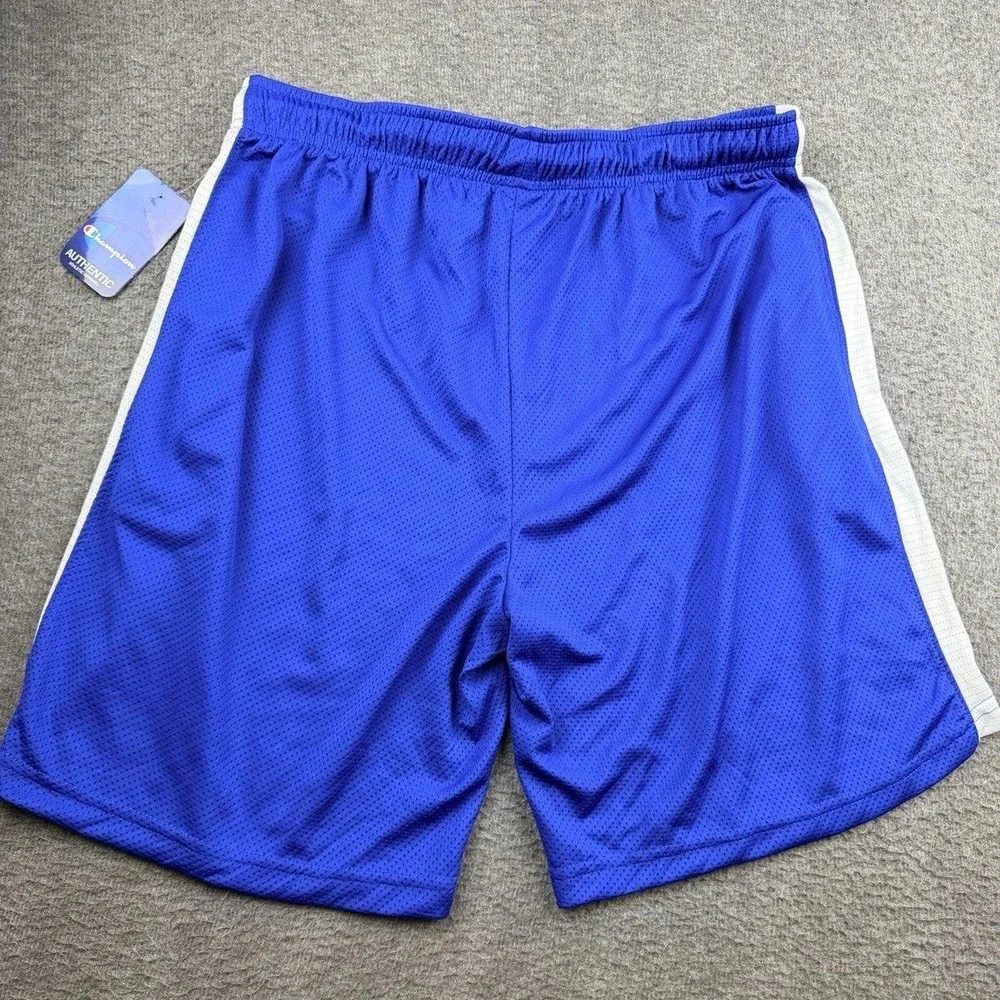 Champion Men's Mesh Athletic Gym Shorts Royal Blue White Side Pockets Size Large